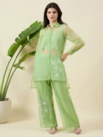 Pista Green Organza Co-ord Set