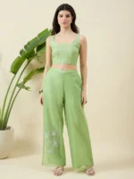 Pista Green Organza Co-ord Set