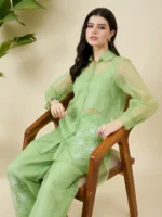 Pista Green Organza Co-ord Set
