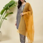 Grey and Mustard kurta Set