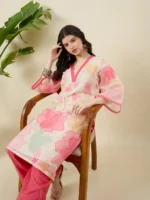 Printed Pink Organza Co-ord Set