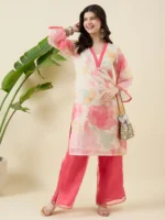 Printed Pink Organza Co-ord Set