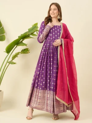 Purple Anarkali set with Pink Dupatta ( Meher)