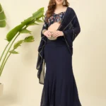 Dark Blue Top and Skirt with Dupatta
