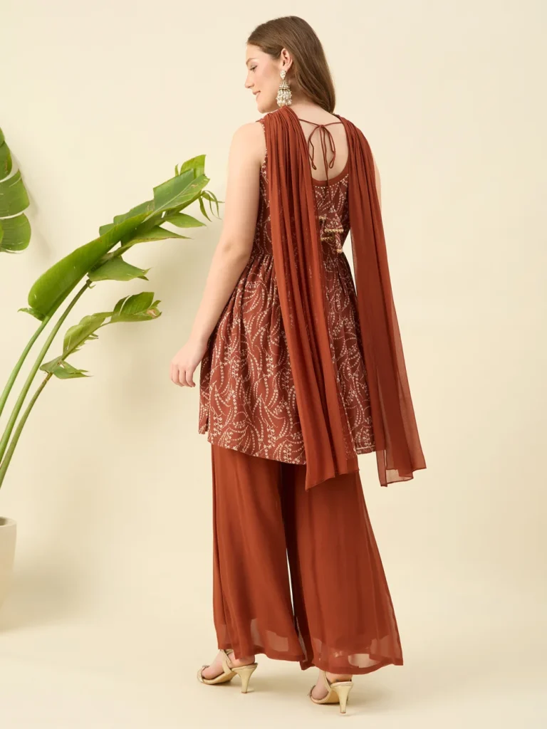 Brown Sharara Set with Dupatta