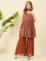 Brown Sharara Set with Dupatta