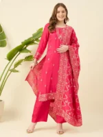 Banarsi Silk Magenta Kurta Set