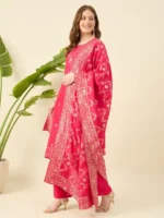Banarsi Silk Magenta Kurta Set