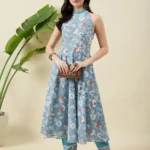 Light Blue Cotton Anarkali Kurta