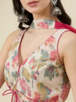 Printed Beige Kurta with Palazzo and Dupatta Set