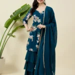 Printed Blue Kurta and Sharara Set