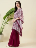 Printed Wine Kurta with Palazzo Set