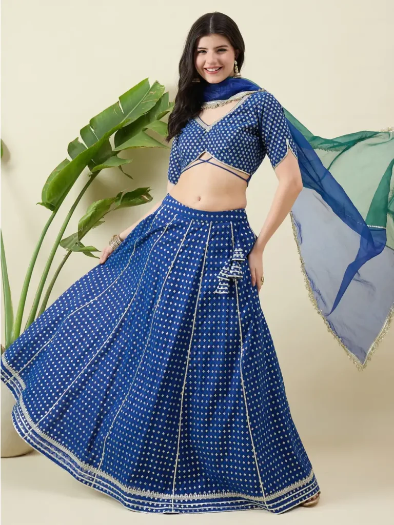 Royal Blue Banarasi Silk Lehenga Set