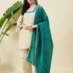 Teal and Golden Kurta Set