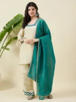 Teal and Golden Kurta Set