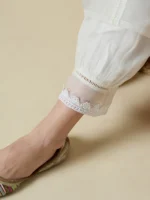 White Organza Kurta Set with Multicolour Dupatta