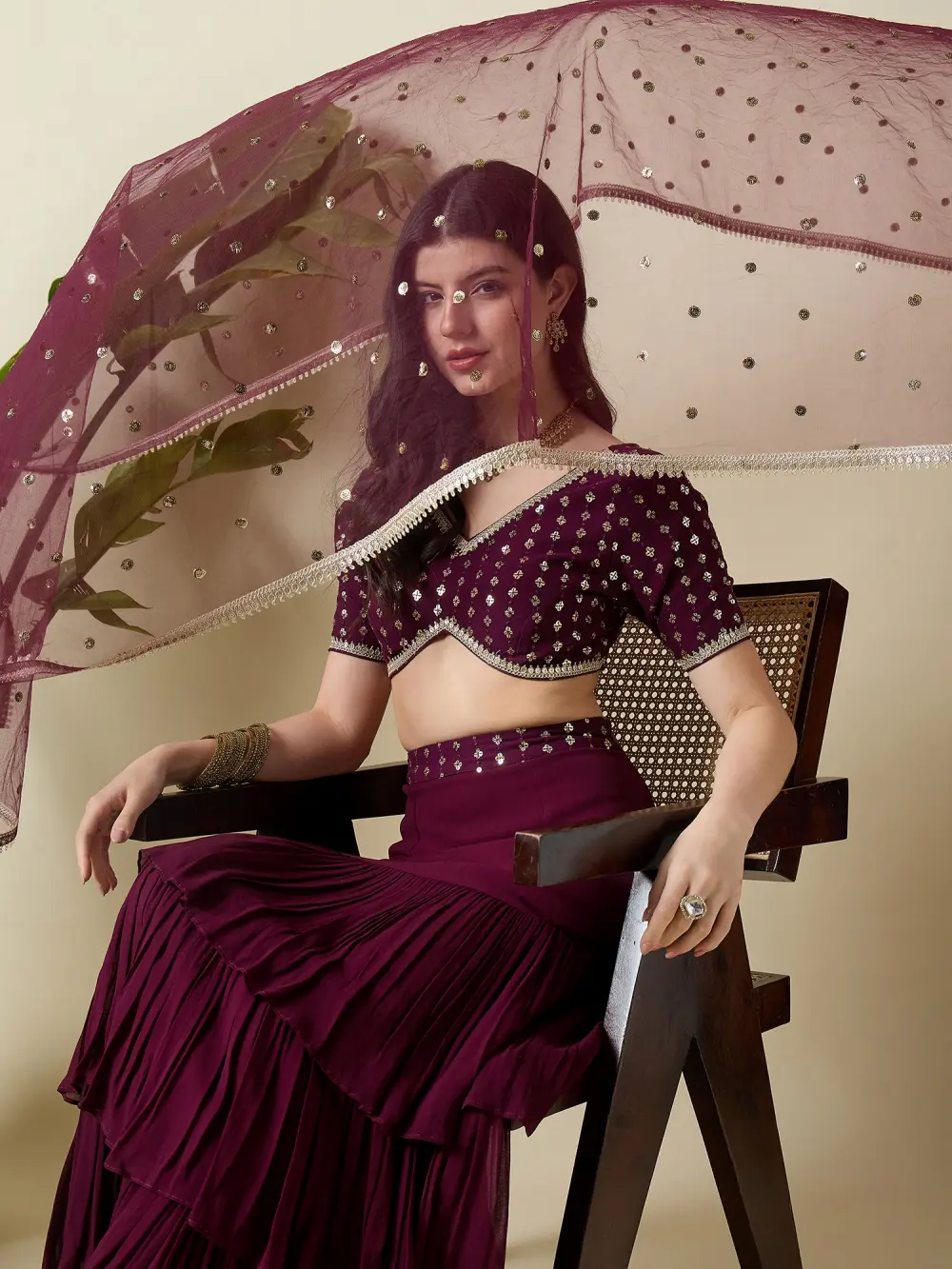 Wine Lehenga