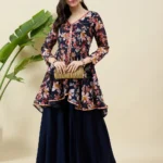 Floral Print Blue Kurta and Palazzo Set