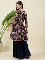 Floral Print Blue Kurta and Palazzo Set
