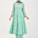 Women Floral Printed Anarkali Kurta with Trousers & Dupatta