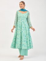 Women Floral Printed Anarkali Kurta with Trousers & Dupatta