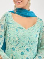 Women Floral Printed Anarkali Kurta with Trousers & Dupatta - Image 5