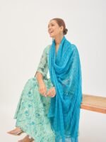 Women Floral Printed Anarkali Kurta with Trousers & Dupatta - Image 2