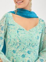 Women Floral Printed Anarkali Kurta with Trousers & Dupatta - Image 7