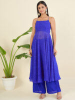 Women Ethnic Motifs Printed Tiered Sequinned Kurta with Palazzos & With Dupatta - Image 6