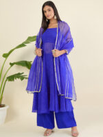 Women Ethnic Motifs Printed Tiered Sequinned Kurta with Palazzos & With Dupatta - Image 3