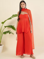 Women Regular Sequinned Kurta with Palazzos & With Dupatta