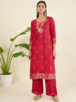 Women Ethnic Motifs Regular Pure Silk Kurta with Trousers & With Dupatta - Image 9