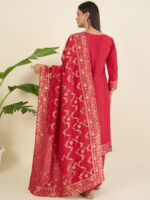 Women Ethnic Motifs Regular Pure Silk Kurta with Trousers & With Dupatta - Image 7