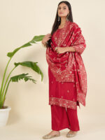 Women Ethnic Motifs Regular Pure Silk Kurta with Trousers & With Dupatta - Image 3