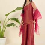 Women Regular Thread Work Top with Palazzos & With Dupatta