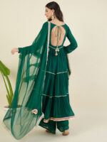 Women Tiered Gotta Patti Chanderi Cotton Kurta with Palazzos & With Dupatta - Image 7