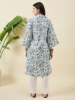 Women Floral Printed Regular Pure Cotton Kurta with Trousers - Image 6