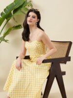 Checked Fit & Flare Midi Dress - Image 6