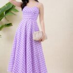 Checked Fit & Flare Midi Dress