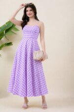 Checked Fit & Flare Midi Dress