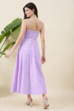 Checked Fit & Flare Midi Dress - Image 6