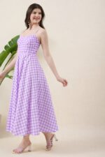 Checked Fit & Flare Midi Dress - Image 4