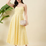 Checked Fit & Flare Midi Dress