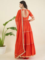 Women Tiered Gotta Patti Chanderi Cotton Kurta with Palazzos & With Dupatta - Image 4