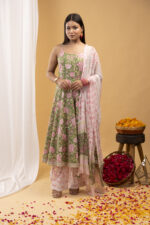 Olive Bloom Floral Anarkali Kurta Set with Dupatta