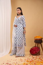 Indigo Bloom Hand-Block Printed Sharara Set - Image 2