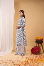 Indigo Bloom Hand-Block Printed Sharara Set - Image 5