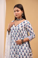 Indigo Bloom Hand-Block Printed Sharara Set - Image 6