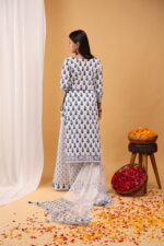 Indigo Bloom Hand-Block Printed Sharara Set - Image 8