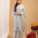 Azure Floral Block-Print Suit Kurta Set